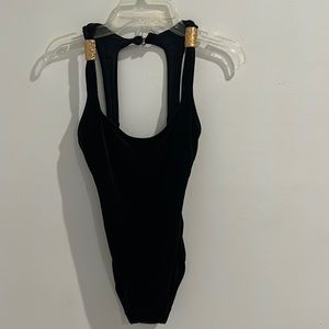 Vintage Black velvet Body Suit: